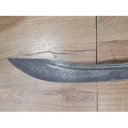 759 - A 19th Century Chinese brass Scimitar with fullered blade and brass S-shaped guard 3ft 6in L overall