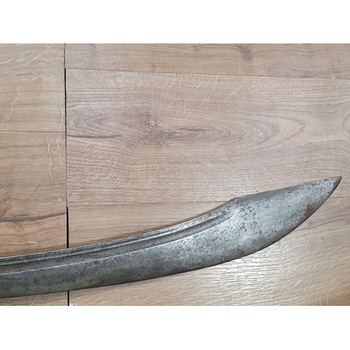 759 - A 19th Century Chinese brass Scimitar with fullered blade and brass S-shaped guard 3ft 6in L overall