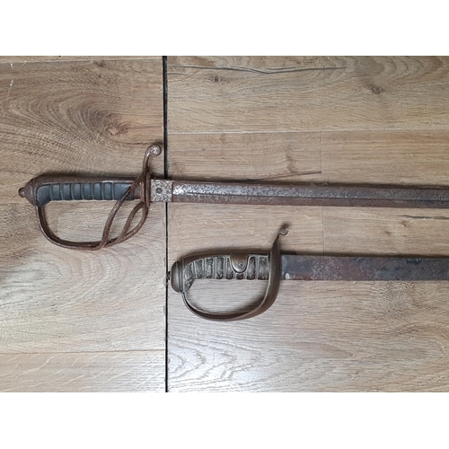 761 - A Victorian British Cavalry Sword with silver wire bound shagreen grip, blade heavily rusted 3ft 5in... 