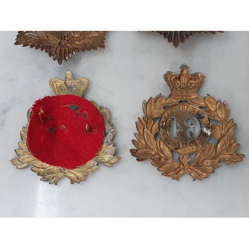 792 - Six other ranks Helmet Plates including Bedfordshire Regiment, Royal Guernsey Light Infantry, The Sc... 