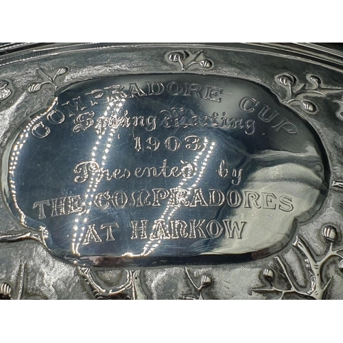 91 - An Impressive Chinese Silver Presentation Trophy with ornate flowering shrub and insect decoration, ... 