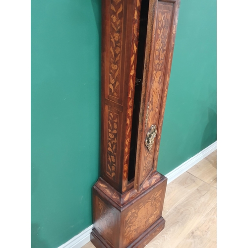 463 - A reproduction marquetry Longcase Clock with square brass dial, with silvered chapter ring, inscribe... 