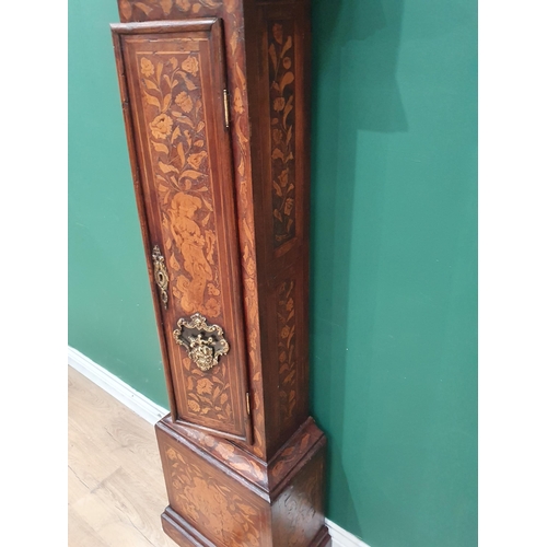 463 - A reproduction marquetry Longcase Clock with square brass dial, with silvered chapter ring, inscribe... 