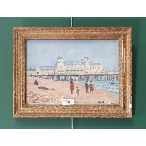 292 - CLIFFORD HALL ROI, NS (1904-1973)
Southsea, signed and dated (19)34, oil on panel, 9 1/2 x 14 in

Pr... 