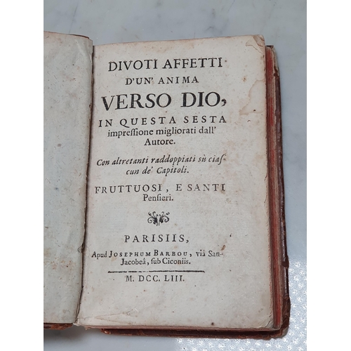 874 - Divoti Affetti D'Un Anima, Verso Dio In Questa sest, Fruttuosi, E Santi, Penfieri, Parisiis, 1753, l... 