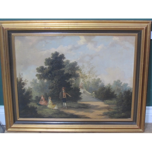 403 - MANNER OF JAMES DIGMAN WINGFIELD. Figures in a Garden; and Figures conversing by a Fountain, oil on ... 