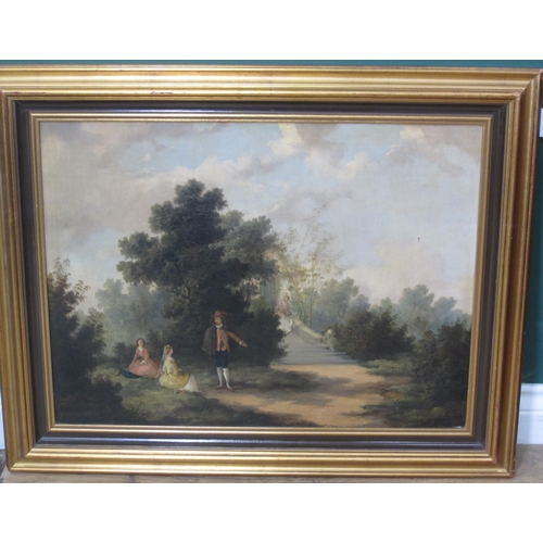 403 - MANNER OF JAMES DIGMAN WINGFIELD. Figures in a Garden; and Figures conversing by a Fountain, oil on ... 