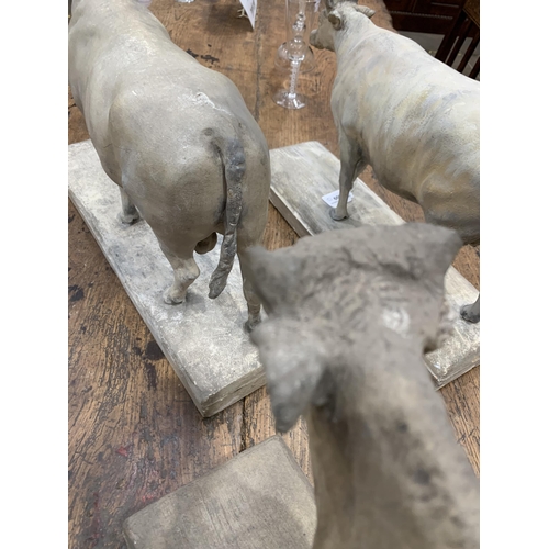 409 - GEORGE GARRARD (1760-1826) Three Plaster Sculptures of Cattle including Bull, Cow and Devonshire Ox,... 