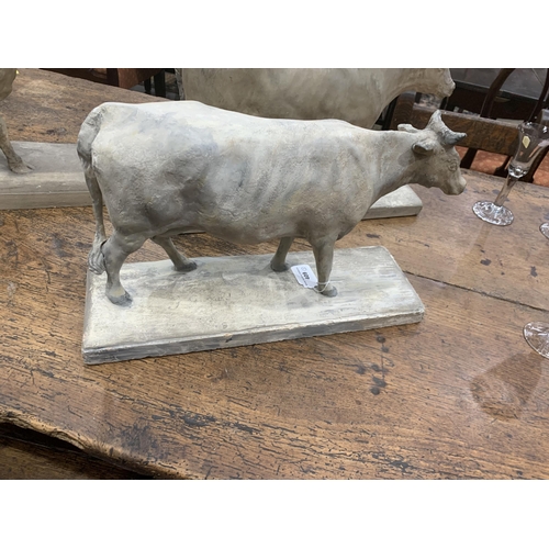 409 - GEORGE GARRARD (1760-1826) Three Plaster Sculptures of Cattle including Bull, Cow and Devonshire Ox,... 