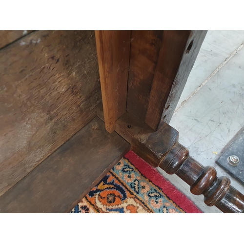 602 - A 17th Century and later oak Side Table with cleated two plank top above single drawer carved with s... 