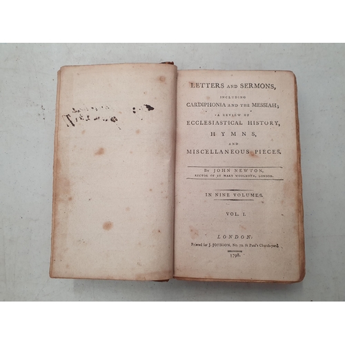 37 - NEWTON, John; Letters and Sermons including Cardiphonia and the Messiah, a Review of Ecclesastical H... 