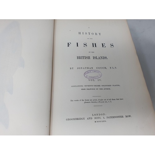 39 - COUCH, Jonathan F.L.S.; A History of Fishes of the British Isles, 4 Vols., printed by Groombridge & ... 