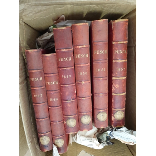 49 - Three boxes of Punch, including bound volumes from 1850's and 1890's