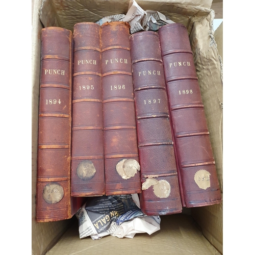 49 - Three boxes of Punch, including bound volumes from 1850's and 1890's