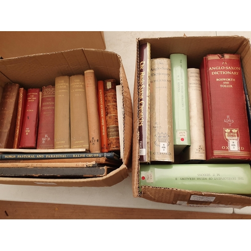 68 - Two boxes of Books; Anglo-Saxon and Medieval interest including; BOSWORTH & TOLLIER, 'An Anglo-Saxon... 