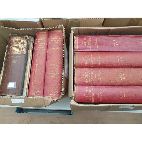 75 - Four boxes; The Medical Directory, The English Dialect Dictionary and FOX-DAVIES 'Armorial Families'