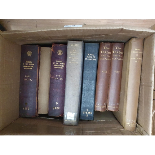 89 - Four boxes of Books including 'The Black Books of St David's', 'The Morris Book', 'The Tatler', 'The... 