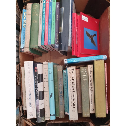 94 - Four boxes of Books and VHS including Ornithology, Falconry, Antiques, etc.