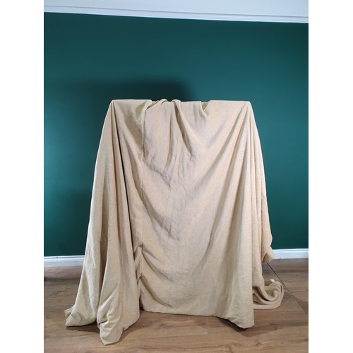 896 - A pair of beige chenille interline Curtains, 8ft 3in x 10ft 2in approximately each