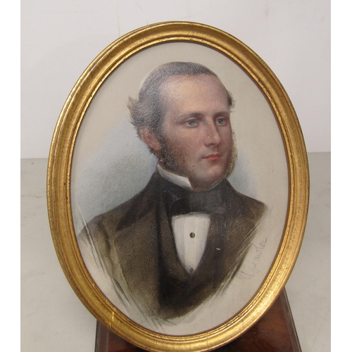 404 - UNIACKE JAMES LAWLOR. Portrait of a Gentleman, quarter-length, signed, oil on board, oval, 7 1/2 x 6... 