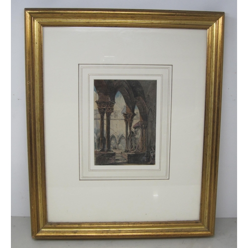 409 - JOHN HOLLAND. Arches of an Abbey, watercolour, 6 1/2 x 5 in; a watercolour by William Tatton Winter ... 