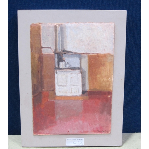 419 - CHARLES MacCarthy '93. 'Cutlery Container', oil on canvas, 19 1/2 x 15 3/4 in; together with another... 