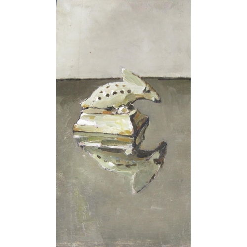 427 - FOLLOWER OF GRAHAM SUTHERLAND. Mouse on a Plinth, oil on board, unframed,  14 x 7 1/2 in. Provenance... 