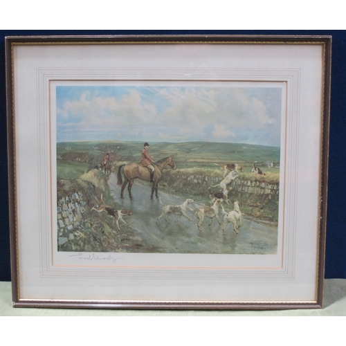 431 - LIONEL EDWARDS. 'The Four Burrow Hunt' (1956), reproduction in colours ,signed in pencil, 12 1/2 x 1... 