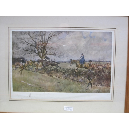 431 - LIONEL EDWARDS. 'The Four Burrow Hunt' (1956), reproduction in colours ,signed in pencil, 12 1/2 x 1... 