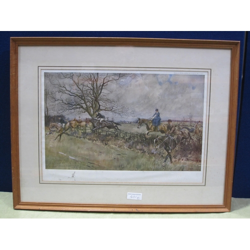 431 - LIONEL EDWARDS. 'The Four Burrow Hunt' (1956), reproduction in colours ,signed in pencil, 12 1/2 x 1... 