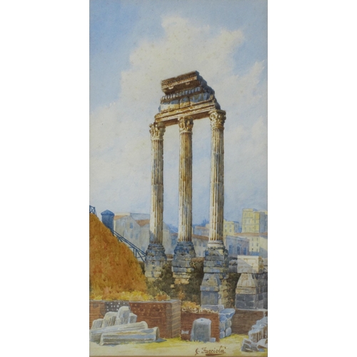 438 - GUISEPPE FACCIOLA. The Forum, Rome, signed, watercolour, 11 1/2 x 6 in; a folio of unframed late 19t... 