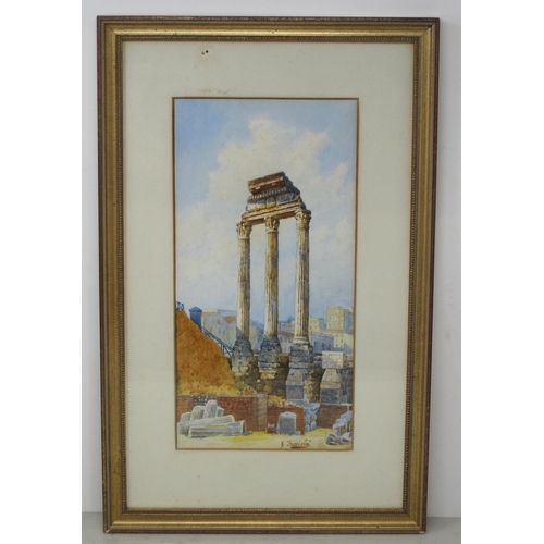 438 - GUISEPPE FACCIOLA. The Forum, Rome, signed, watercolour, 11 1/2 x 6 in; a folio of unframed late 19t... 