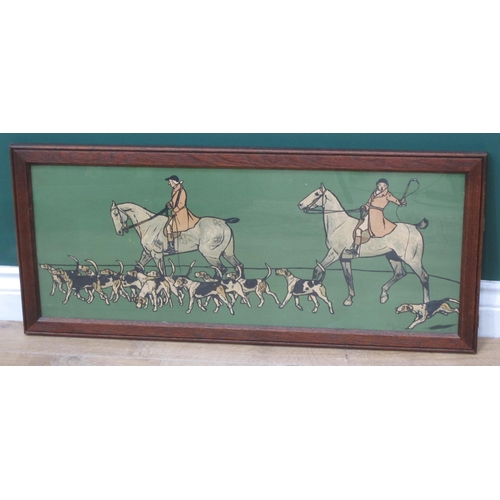 874 - AFTER CECIL ALDIN. Huntsman and Hounds; and Leading out the Hounds, colour prints, 10 1/2 x 28 in ; ... 