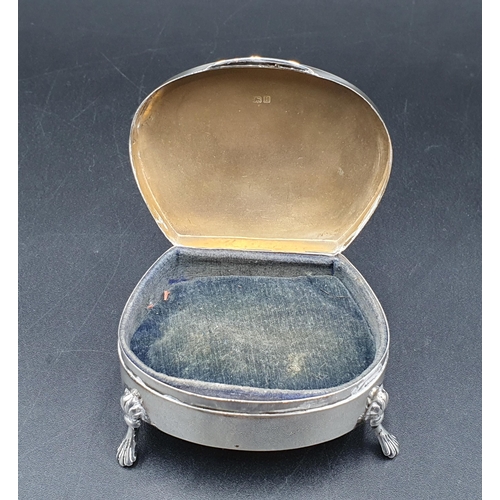 135 - A George V silver Trinket Box with hinged lid, plush interior on four shaped feet, Birmingham 1919