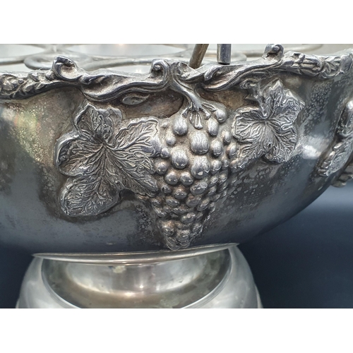 144 - An impressive plated Wine Cooler with fruiting vine frieze in high relief, interior divisions, 15in ... 