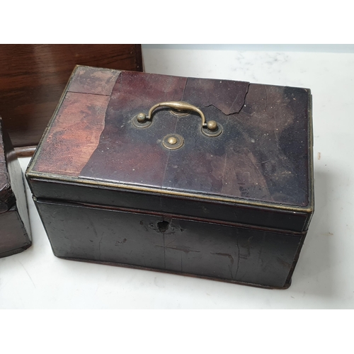 25 - An oak Box, a mahogany Egg Tray, a small antique mahogany Box and a Georgian mahogany Tea Caddy A/F ... 