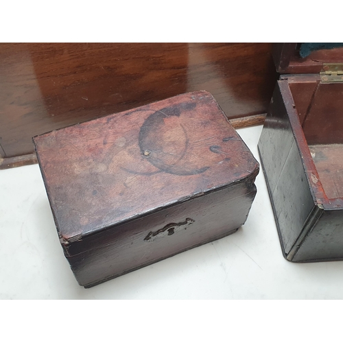 25 - An oak Box, a mahogany Egg Tray, a small antique mahogany Box and a Georgian mahogany Tea Caddy A/F ... 