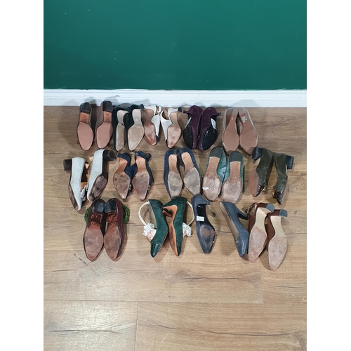 256 - Fourteen pairs of suede and leather Court & Slingback Shoes including Sergio Rossi, three pairs of F... 