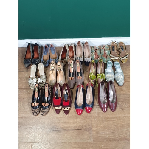 257 - Fifteen pairs of suede, leather and other Court, Slingback & Mule Shoes including Sergio Rossi, Clio... 