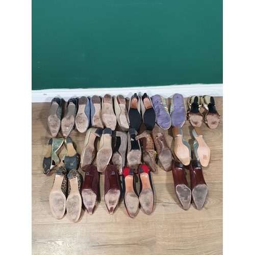 257 - Fifteen pairs of suede, leather and other Court, Slingback & Mule Shoes including Sergio Rossi, Clio... 