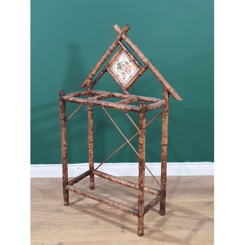 27 - A bamboo Stick Stand with tile back 2ft 7in H x 2ft 4in W (R3)