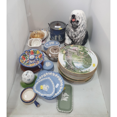 312 - Assorted Wedgwood Jasperware including Biscuit Barrel, lidded Trinket Boxes and Dishes, Dulux Dog Fi... 