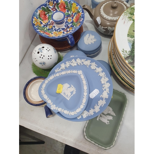 312 - Assorted Wedgwood Jasperware including Biscuit Barrel, lidded Trinket Boxes and Dishes, Dulux Dog Fi... 