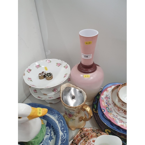 336 - A collection of Ceramics including Teapots, including a Chinese Export porcelain Tea Pot with pink f... 