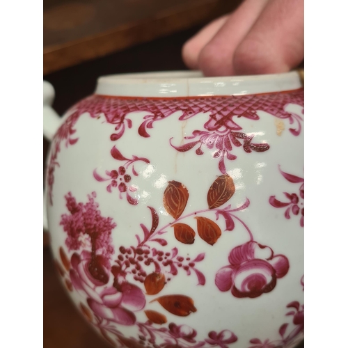 336 - A collection of Ceramics including Teapots, including a Chinese Export porcelain Tea Pot with pink f... 