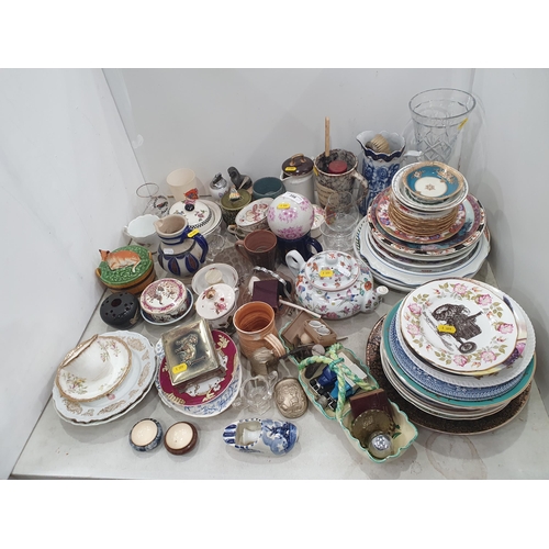 358 - A lidded Butter Dish and cover, Honey Pot, Carpet Bowl and other assorted china (R5)