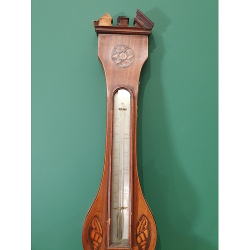 4 - A 19th Century mahogany banjo Barometer A/F 3ft 1in H (R1)