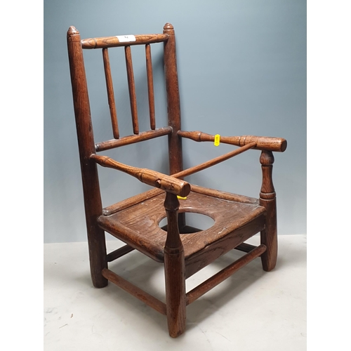 42 - An antique elm child's Commode Chair and an antique Cutlery Tray (R3)