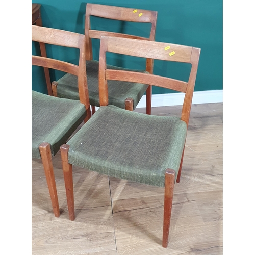 454 - A mahogany Demi Lune Side Table on square tapered supports A/F, three Mid Century Style Chairs with ... 