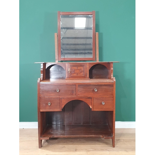 463 - A Mahogany dressing table with mirror fitted four drawers A/F 3ft 6